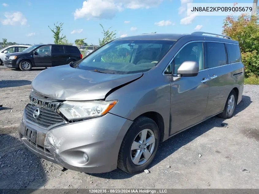 2011 Nissan Quest Sv VIN: JN8AE2KP0B9005679 Lot: 12082035