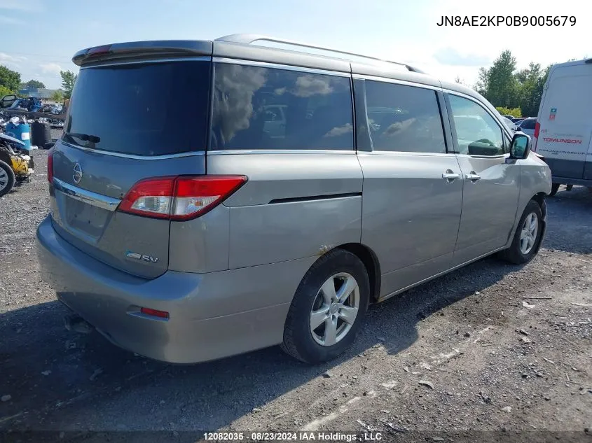 2011 Nissan Quest Sv VIN: JN8AE2KP0B9005679 Lot: 12082035