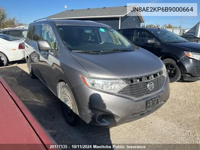 2011 Nissan Quest 3.5 S VIN: JN8AE2KP6B9000664 Lot: 20177535