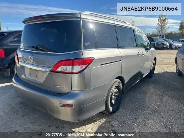 2011 Nissan Quest 3.5 S VIN: JN8AE2KP6B9000664 Lot: 20177535