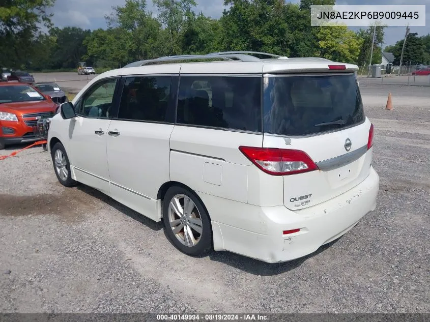 2011 Nissan Quest Sl VIN: JN8AE2KP6B9009445 Lot: 40149994