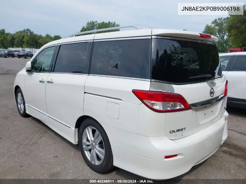 2011 Nissan Quest Sl VIN: JN8AE2KP0B9006198 Lot: 40246911