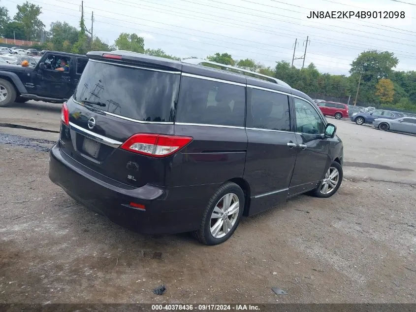 2011 Nissan Quest Sl VIN: JN8AE2KP4B9012098 Lot: 40378436