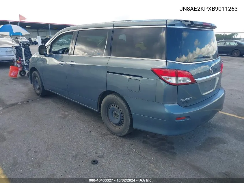 2011 Nissan Quest S VIN: JN8AE2KPXB9011263 Lot: 40433327