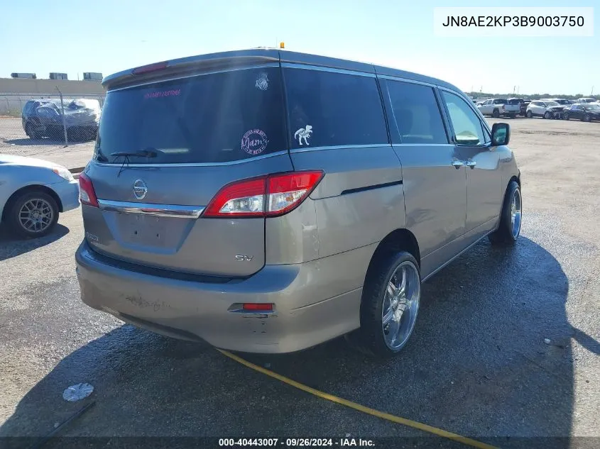 2011 Nissan Quest Sv VIN: JN8AE2KP3B9003750 Lot: 40443007