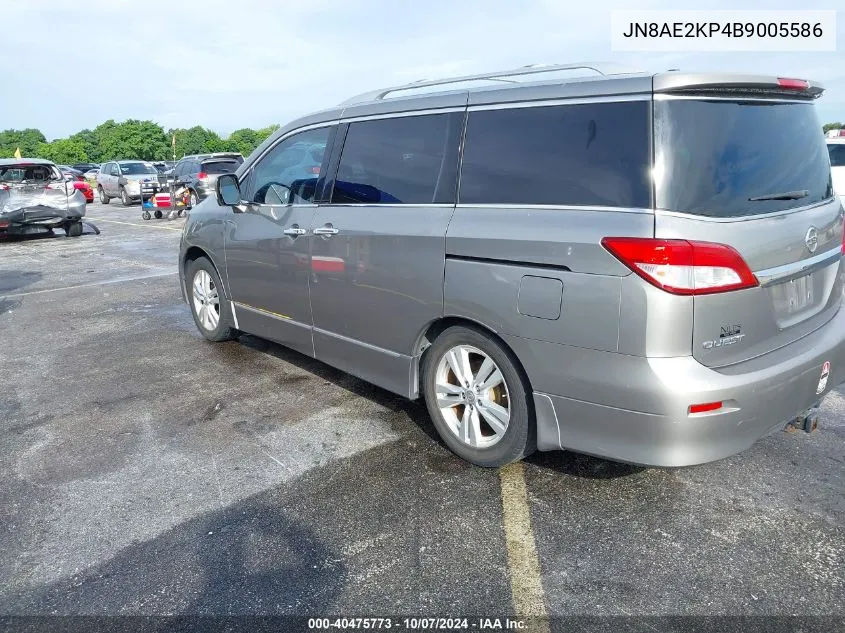 2011 Nissan Quest S/Sv/Sl/Le VIN: JN8AE2KP4B9005586 Lot: 40475773