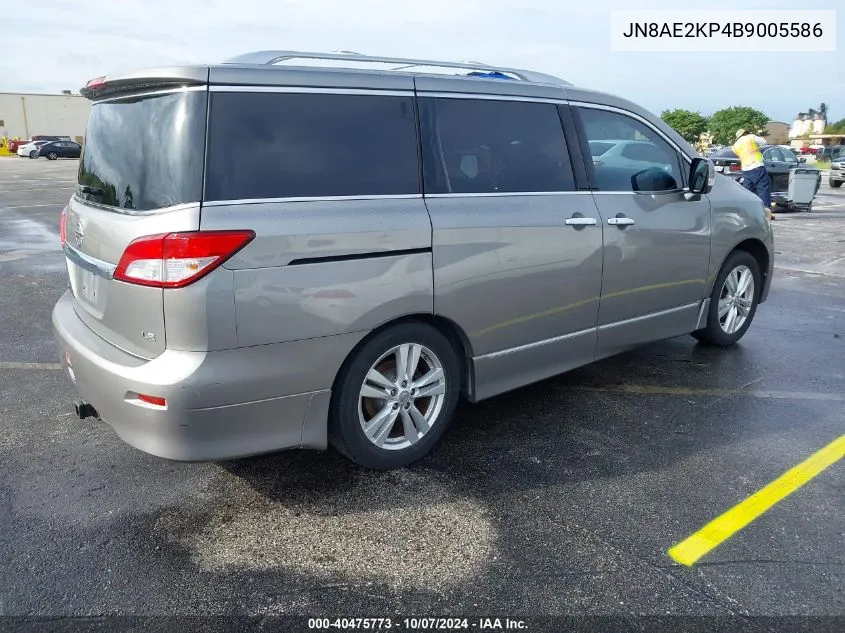 2011 Nissan Quest S/Sv/Sl/Le VIN: JN8AE2KP4B9005586 Lot: 40475773