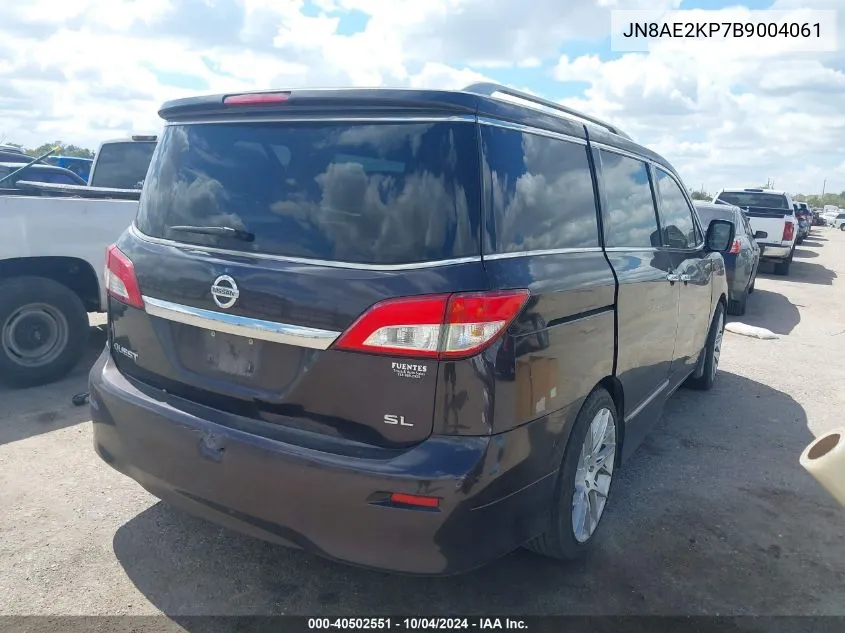 2011 Nissan Quest Sl VIN: JN8AE2KP7B9004061 Lot: 40502551