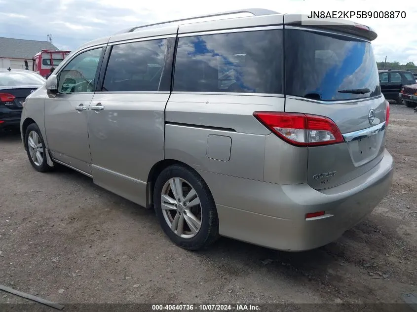 2011 Nissan Quest Sl VIN: JN8AE2KP5B9008870 Lot: 40540736