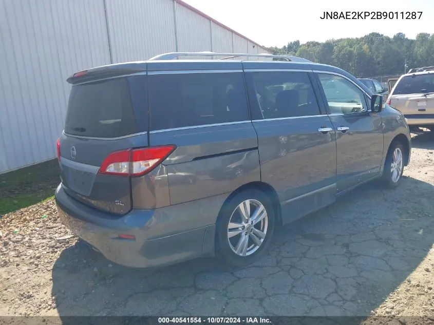 2011 Nissan Quest Sl VIN: JN8AE2KP2B9011287 Lot: 40541554