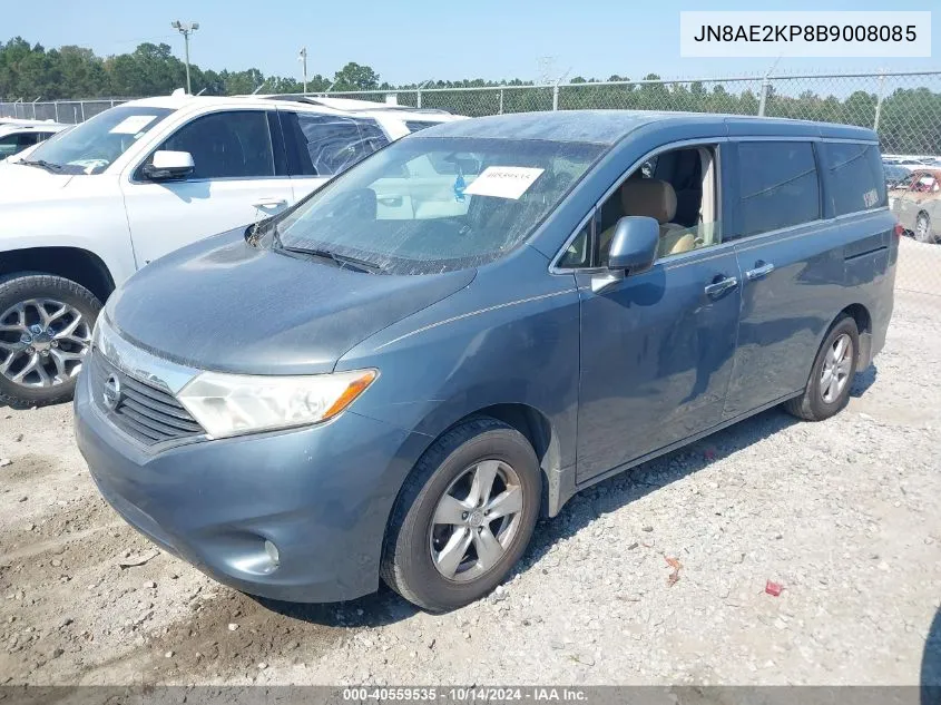 2011 Nissan Quest S/Sv/Sl/Le VIN: JN8AE2KP8B9008085 Lot: 40559535