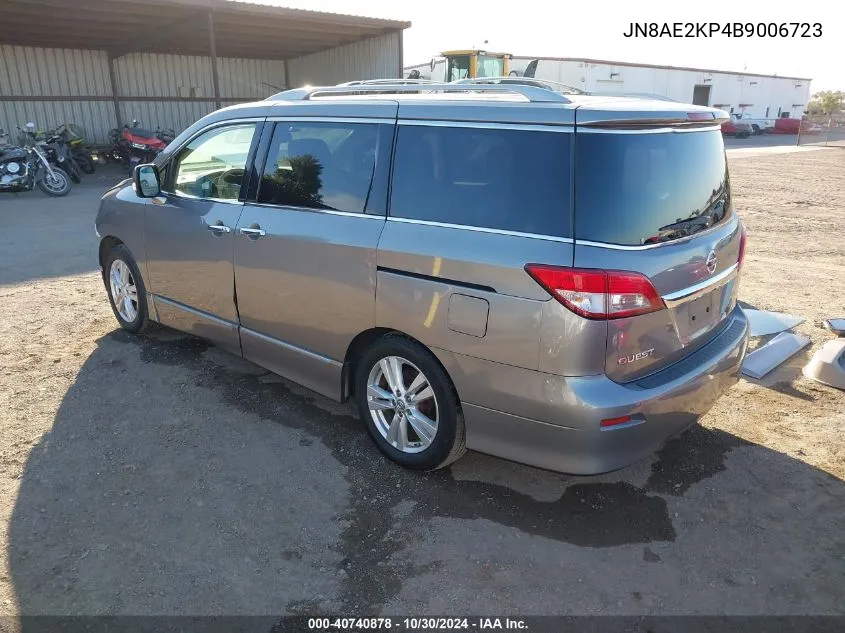 2011 Nissan Quest Sl VIN: JN8AE2KP4B9006723 Lot: 40740878