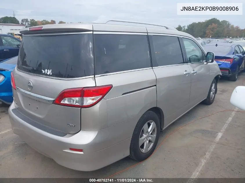 2011 Nissan Quest Sv VIN: JN8AE2KP0B9008906 Lot: 40752741