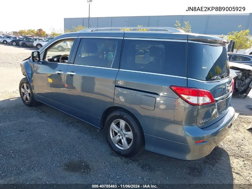 2011 Nissan Quest Sv VIN: JN8AE2KP8B9005929 Lot: 40785463