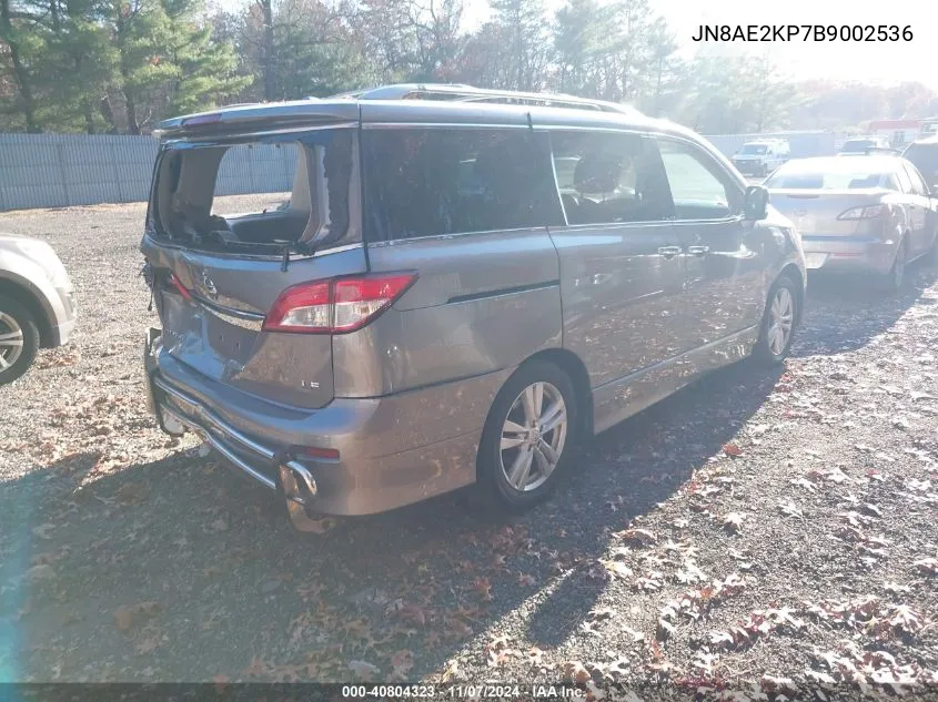 2011 Nissan Quest Le VIN: JN8AE2KP7B9002536 Lot: 40804323