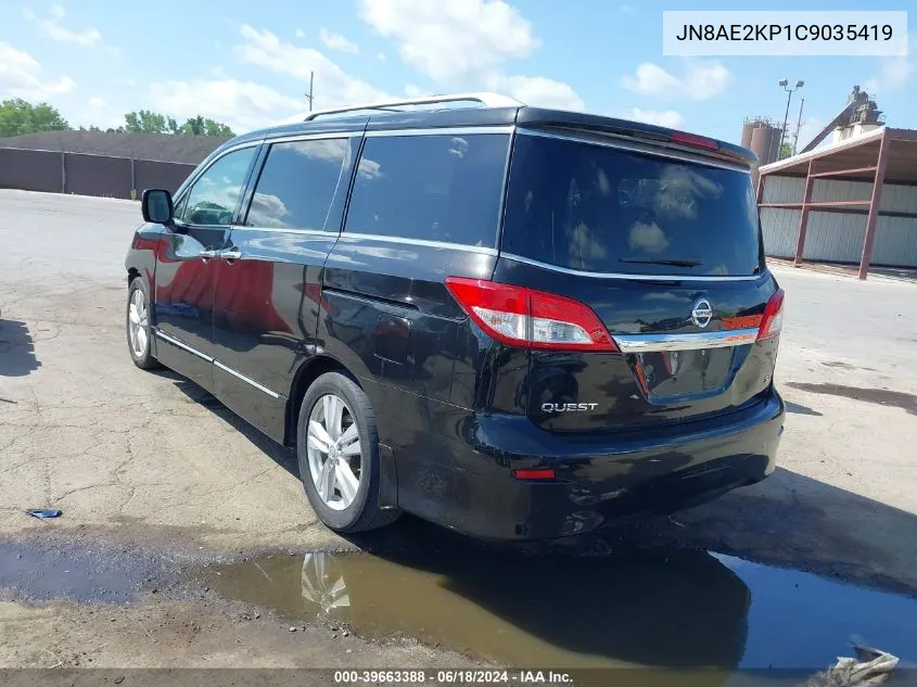 2012 Nissan Quest Sl VIN: JN8AE2KP1C9035419 Lot: 39663388