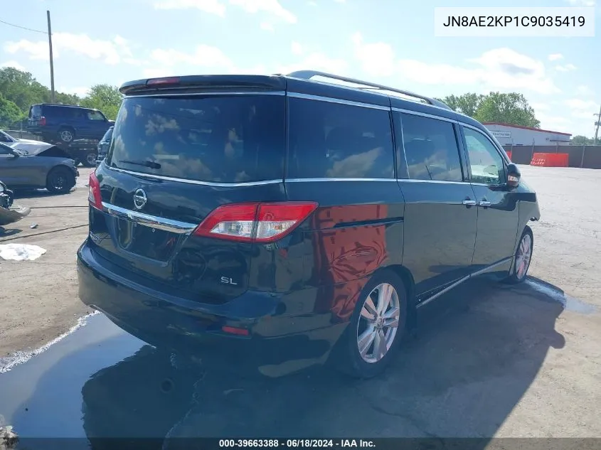 2012 Nissan Quest Sl VIN: JN8AE2KP1C9035419 Lot: 39663388