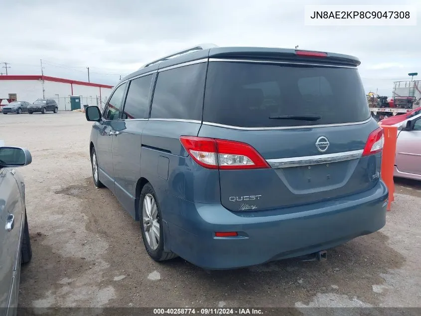 2012 Nissan Quest Sl VIN: JN8AE2KP8C9047308 Lot: 40258774