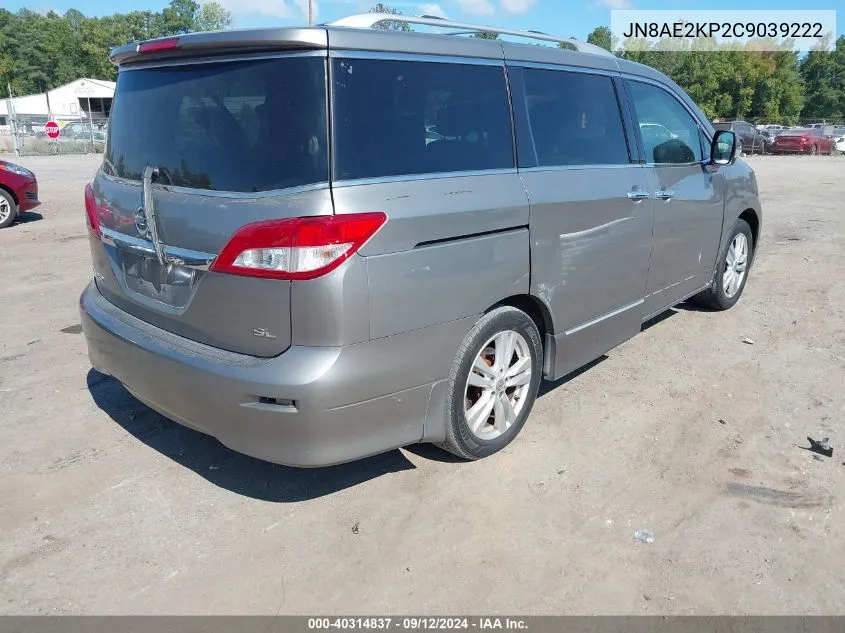 JN8AE2KP2C9039222 2012 Nissan Quest Le/S/Sl/Sv