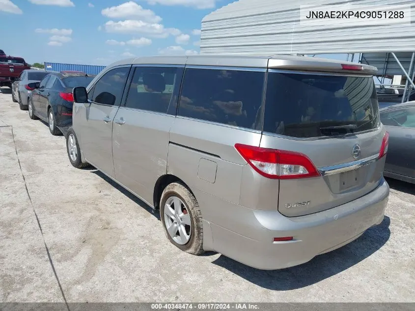 2012 Nissan Quest Sv VIN: JN8AE2KP4C9051288 Lot: 40348474