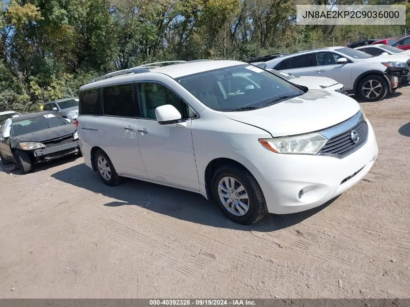 2012 Nissan Quest S VIN: JN8AE2KP2C9036000 Lot: 40392328