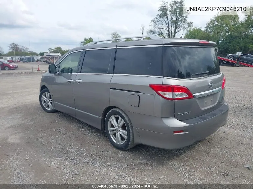 2012 Nissan Quest Le VIN: JN8AE2KP7C9048210 Lot: 40435673