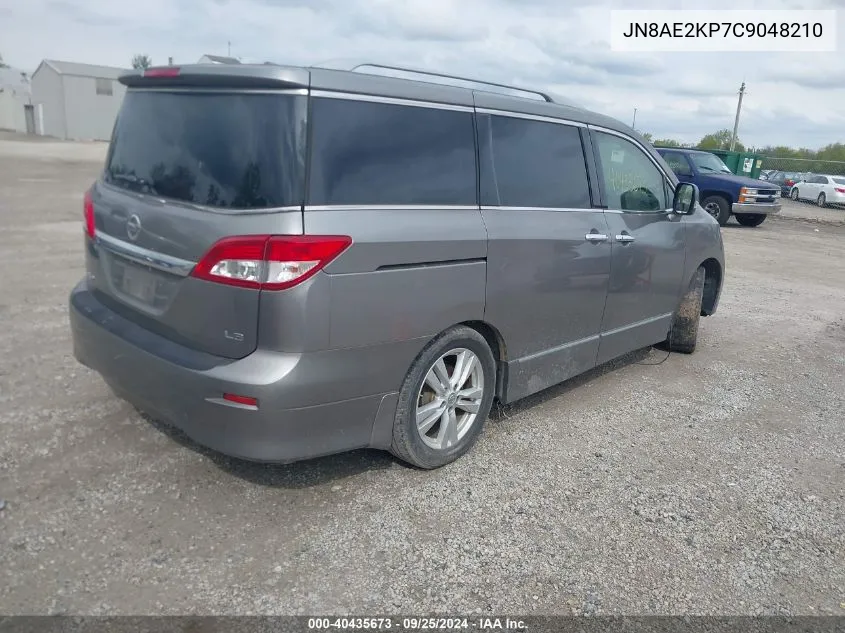 2012 Nissan Quest Le VIN: JN8AE2KP7C9048210 Lot: 40435673