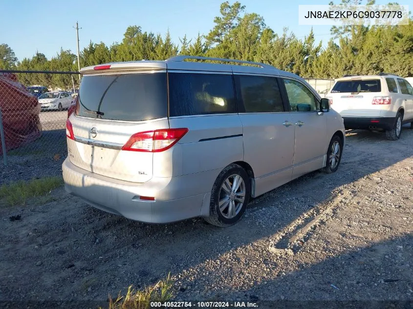 2012 Nissan Quest Sl VIN: JN8AE2KP6C9037778 Lot: 40522754