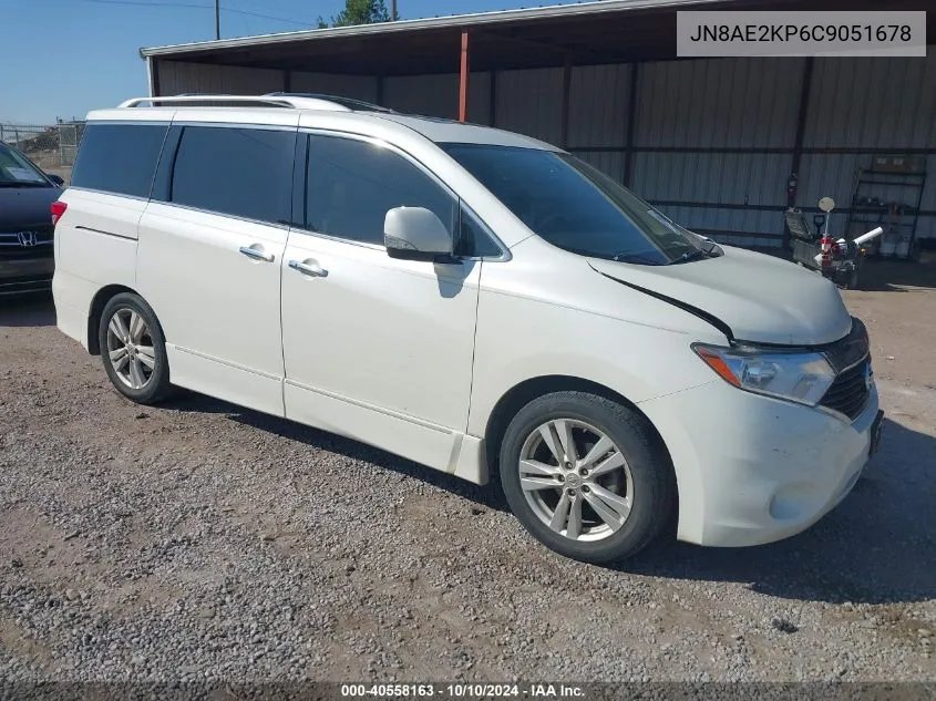 2012 Nissan Quest Sl VIN: JN8AE2KP6C9051678 Lot: 40558163