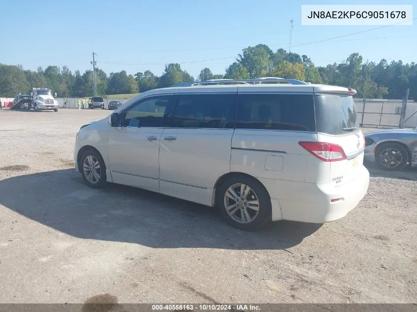 2012 Nissan Quest Sl VIN: JN8AE2KP6C9051678 Lot: 40558163