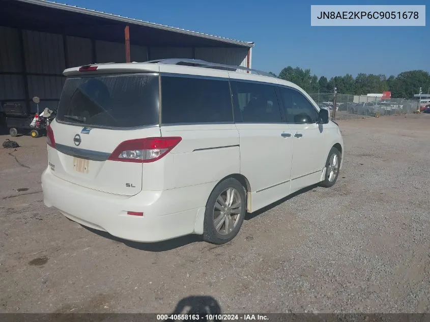 2012 Nissan Quest Sl VIN: JN8AE2KP6C9051678 Lot: 40558163