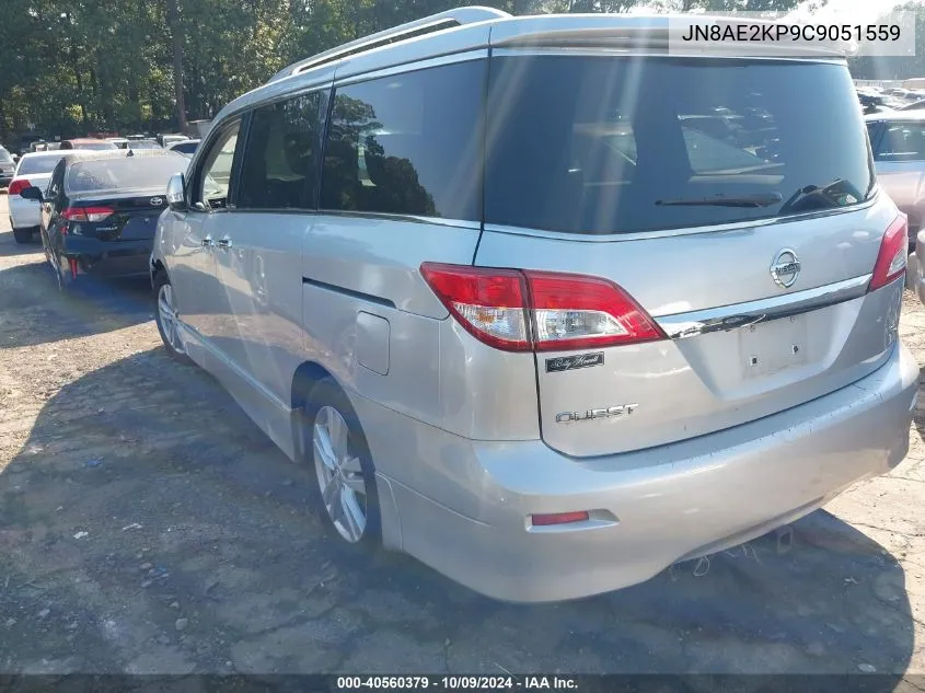 2012 Nissan Quest Sl VIN: JN8AE2KP9C9051559 Lot: 40560379