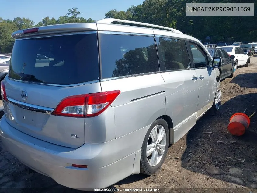 2012 Nissan Quest Sl VIN: JN8AE2KP9C9051559 Lot: 40560379