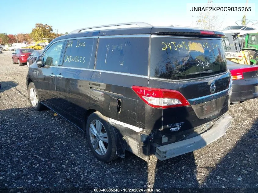 2012 Nissan Quest Le VIN: JN8AE2KP0C9035265 Lot: 40685240