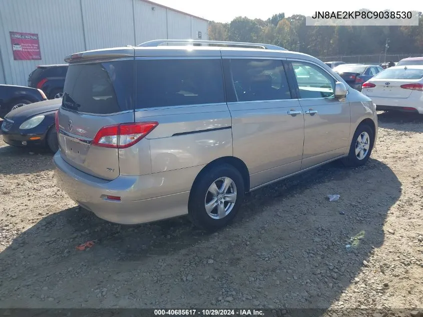 2012 Nissan Quest Sv VIN: JN8AE2KP8C9038530 Lot: 40685617