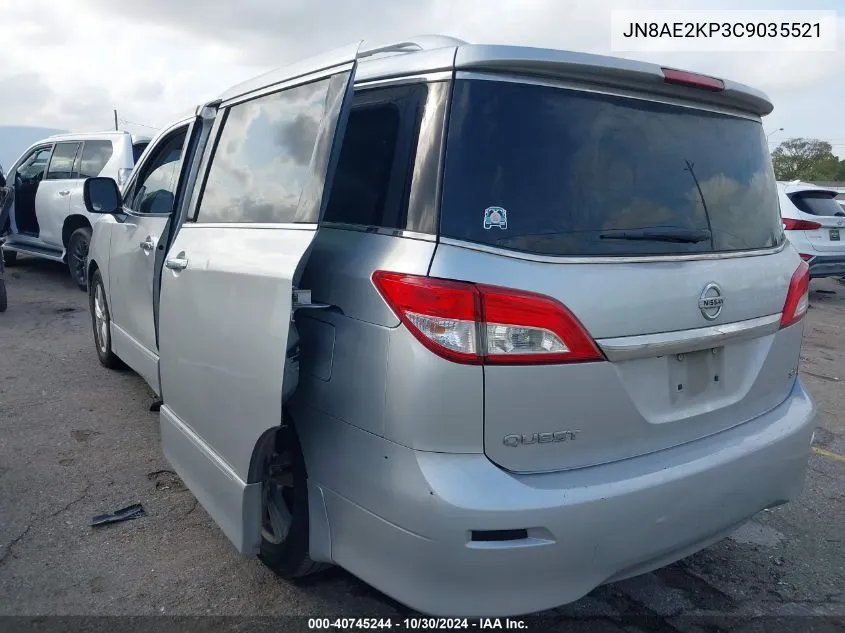 2012 Nissan Quest Sl VIN: JN8AE2KP3C9035521 Lot: 40745244