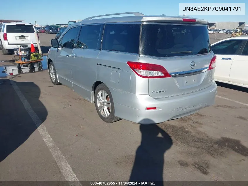 2012 Nissan Quest Sl VIN: JN8AE2KP7C9041791 Lot: 40782955