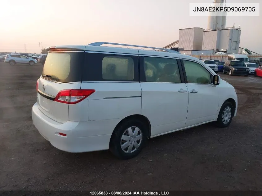 2013 Nissan Quest S/Sv/Sl/Le VIN: JN8AE2KP5D9069705 Lot: 12065833