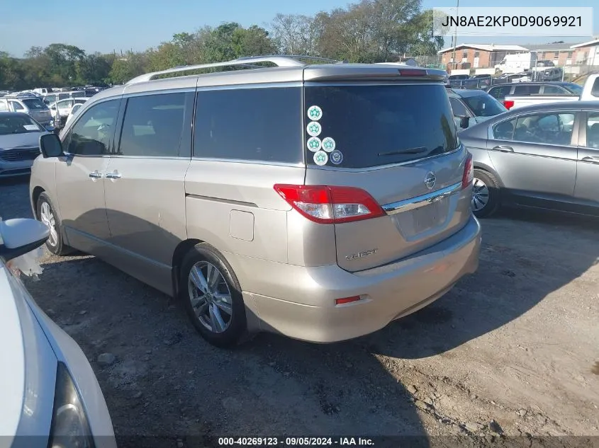 2013 Nissan Quest Le VIN: JN8AE2KP0D9069921 Lot: 40269123