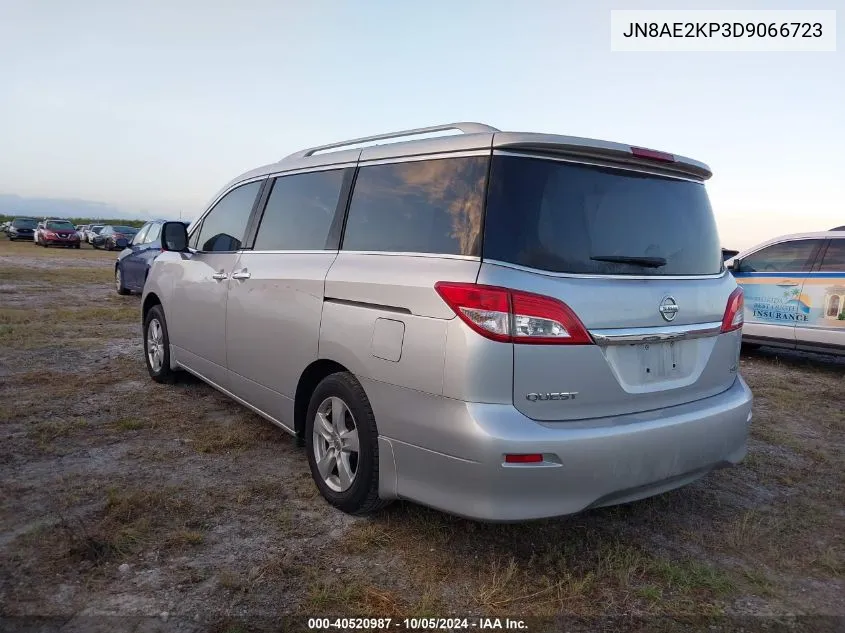 2013 Nissan Quest S/Sv/Sl/Le VIN: JN8AE2KP3D9066723 Lot: 40520987