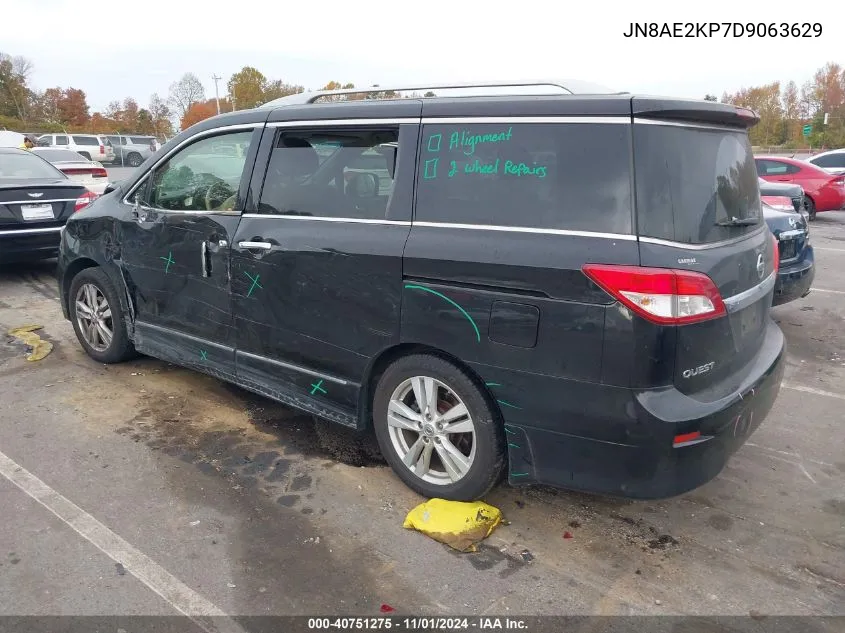 2013 Nissan Quest Sl VIN: JN8AE2KP7D9063629 Lot: 40751275