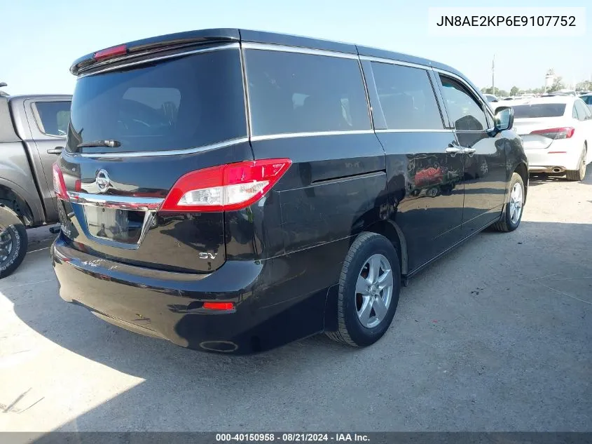 2014 Nissan Quest Sv VIN: JN8AE2KP6E9107752 Lot: 40150958