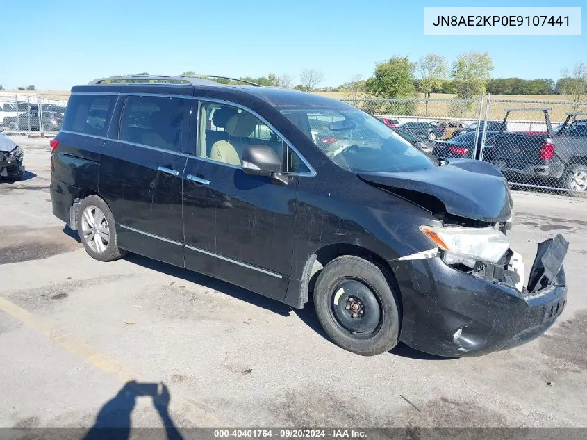 2014 Nissan Quest Sl VIN: JN8AE2KP0E9107441 Lot: 40401764