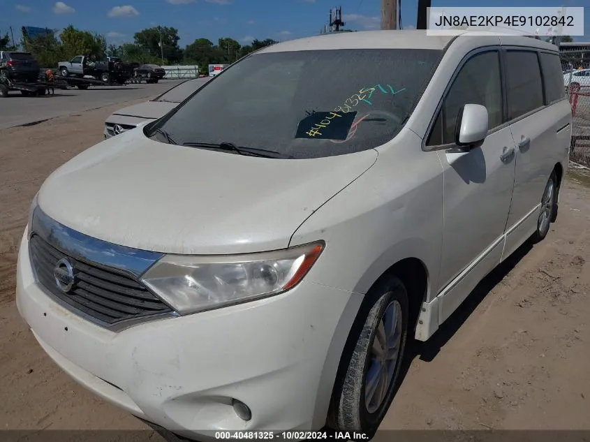 2014 Nissan Quest Sl VIN: JN8AE2KP4E9102842 Lot: 40481325