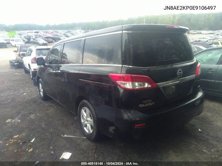 2014 Nissan Quest Sv VIN: JN8AE2KP0E9106497 Lot: 40518148