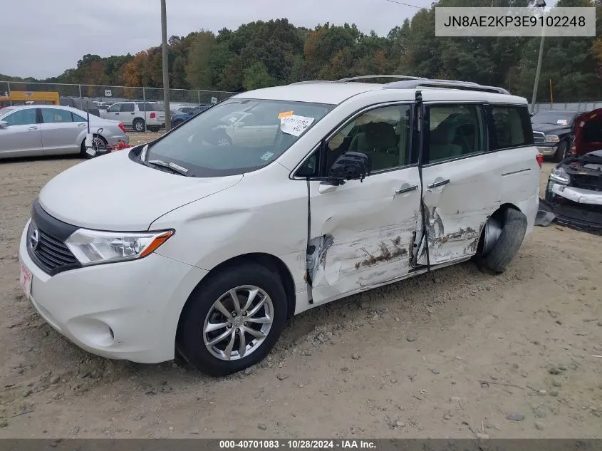 2014 Nissan Quest S VIN: JN8AE2KP3E9102248 Lot: 40701083