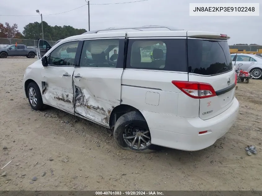 2014 Nissan Quest S VIN: JN8AE2KP3E9102248 Lot: 40701083