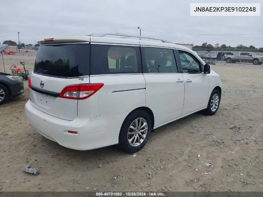 2014 Nissan Quest S VIN: JN8AE2KP3E9102248 Lot: 40701083