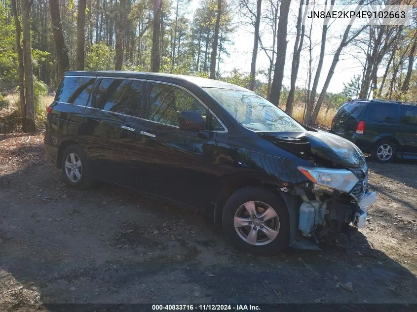 2014 Nissan Quest Sv VIN: JN8AE2KP4E9102663 Lot: 40833716