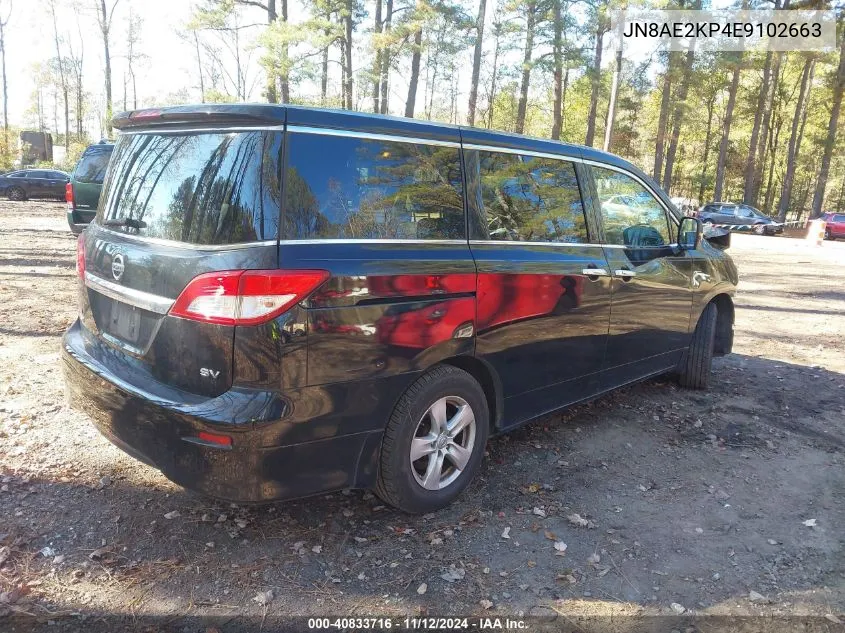 2014 Nissan Quest Sv VIN: JN8AE2KP4E9102663 Lot: 40833716